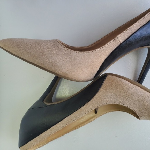 Marc Fisher Shoes - NEW Marc Fisher Suede Beige w/ Black Leather Pumps